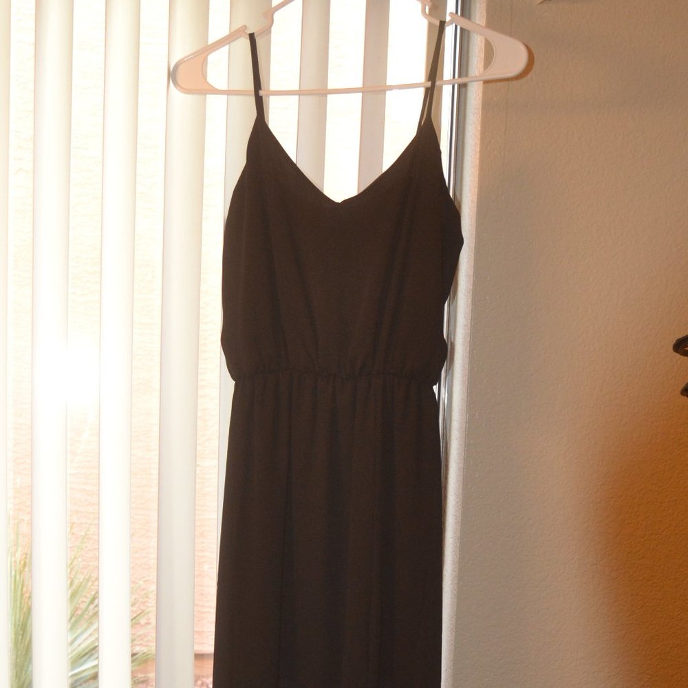 Chocolate - Full Length Chiffon Black Dress